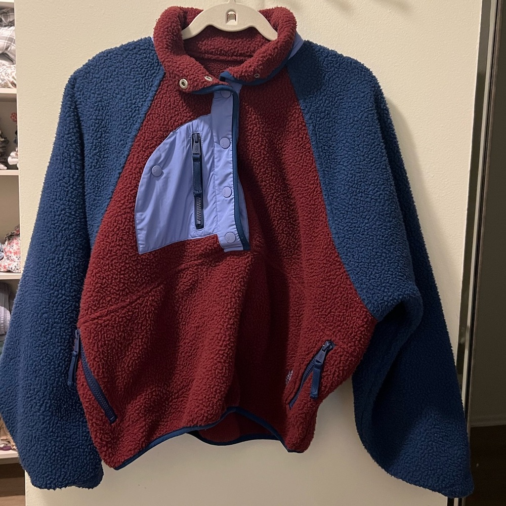 FP Movement by Free People Red and Blue Teddy Jacket